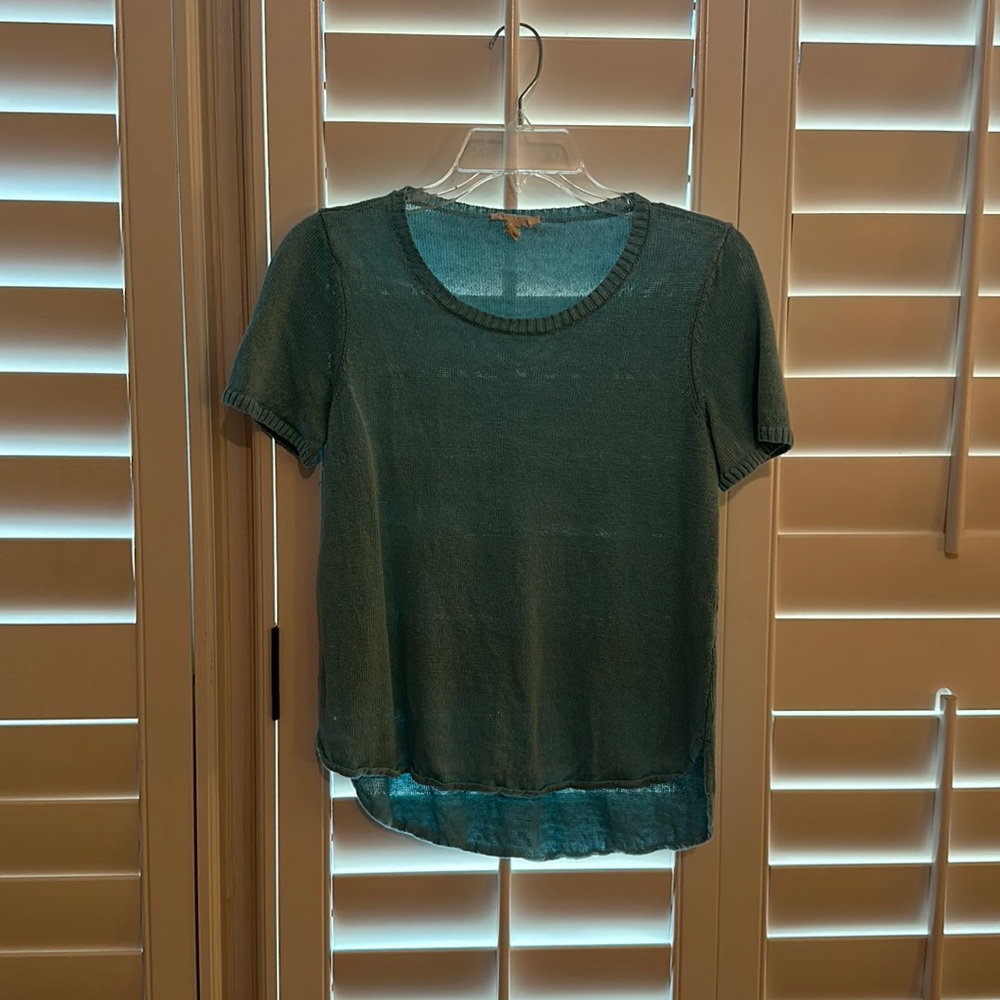 Teal Eileen Fisher short sleeve sweater top